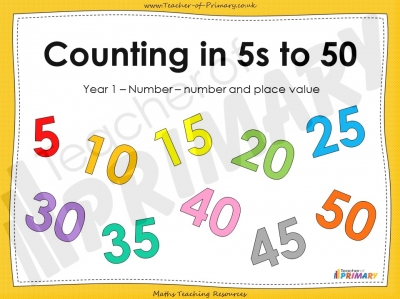 Counting in 5s to 50 - Year 1 teaching resource